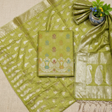 Green Banarasi Silk 3-Piece Suit Fabric