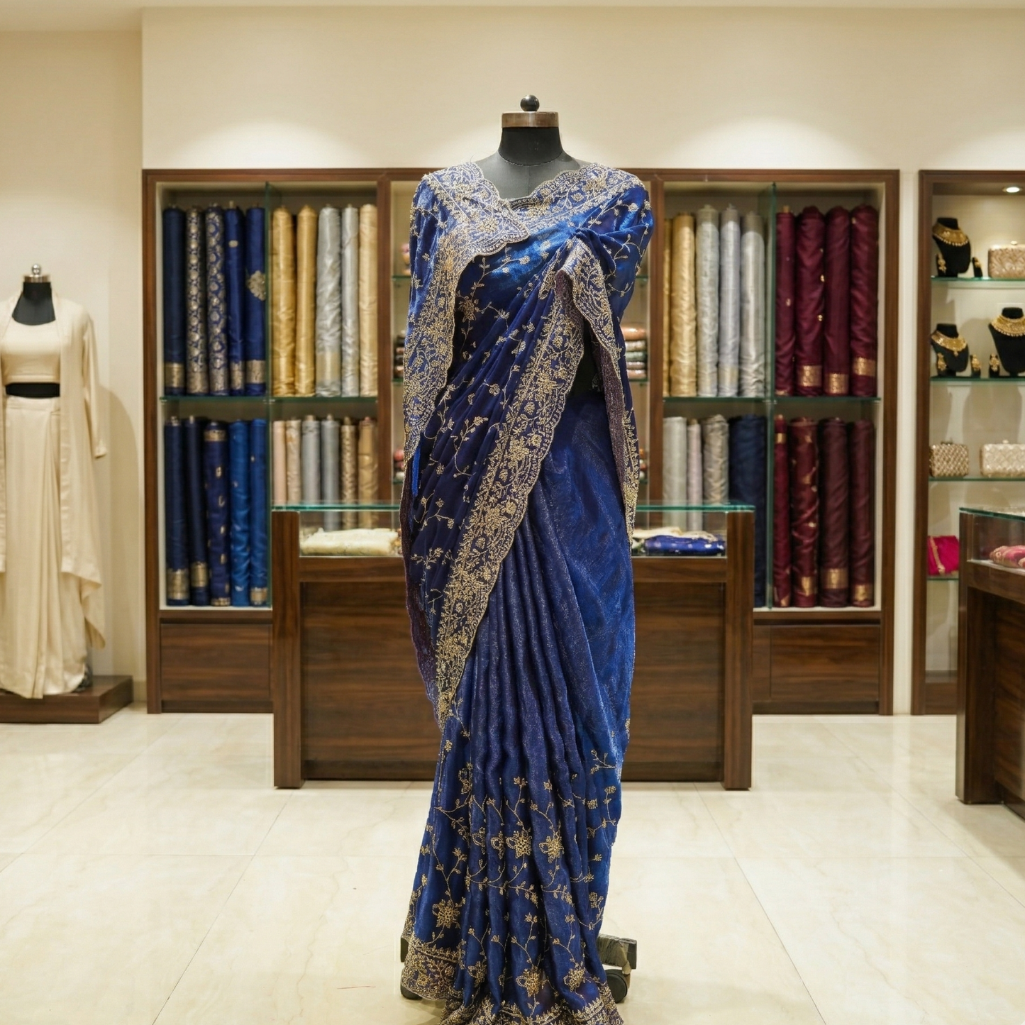 Dark Navy Blue Saree
