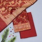 Maroon Pink / Plum Cotton Banarasi Silk Fabric