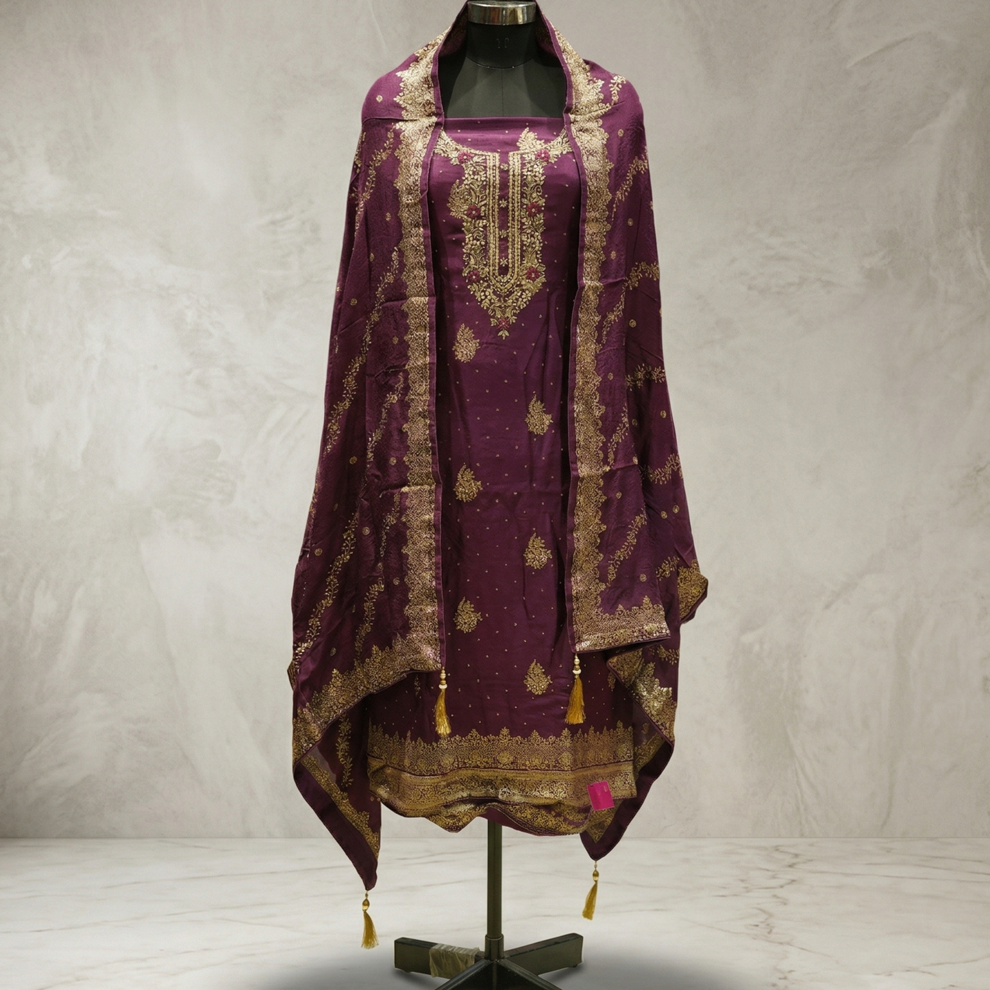 Wine Purple Crepe Silk 3-Piece Suit Fabric