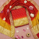 Red Pure Crepe Silk 3-Piece Suit Fabric