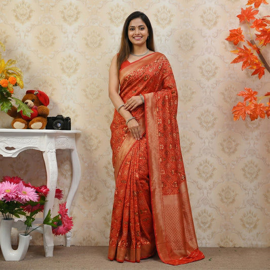 Red Bandej Georgette Saree