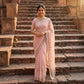 Pink chiffon Saree with silver embroidery work
