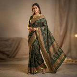 Green Georgette Bandhani Print Saree