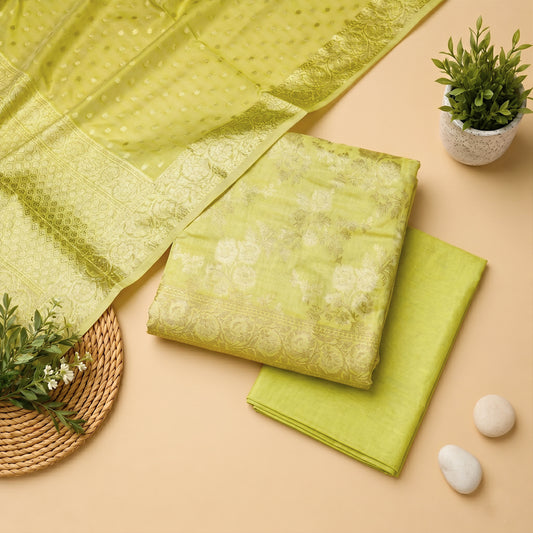 Light Green Banarasi Silk Fabric