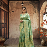 Mint Green Gold Saree