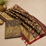 Dark Maroon Banarasi Silk Fabric