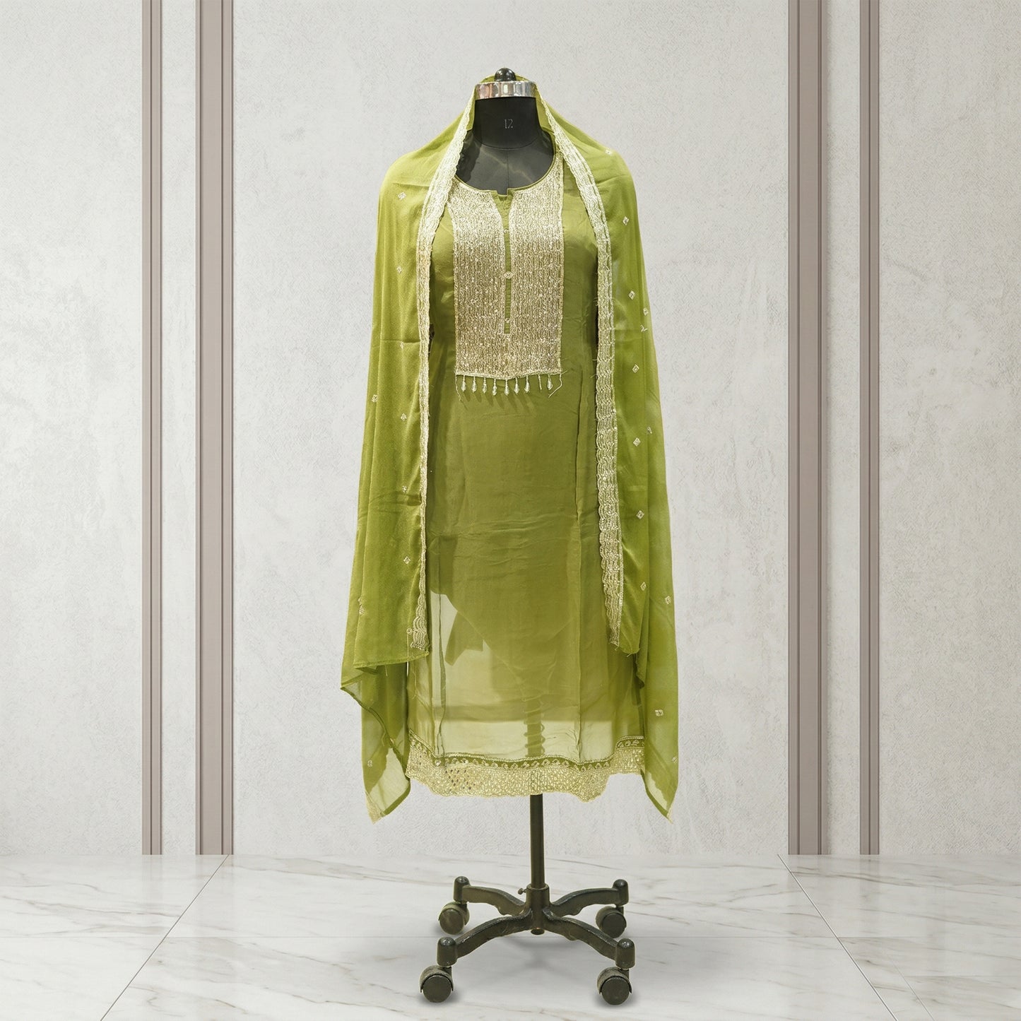 Olive Green 3-Piece Suit Fabric