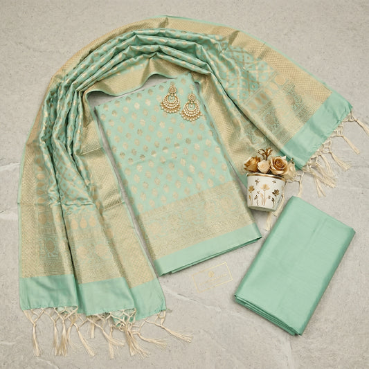 Mint Blue Banarasi Silk Fabric