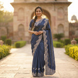 Dark Blue Crepe Saree