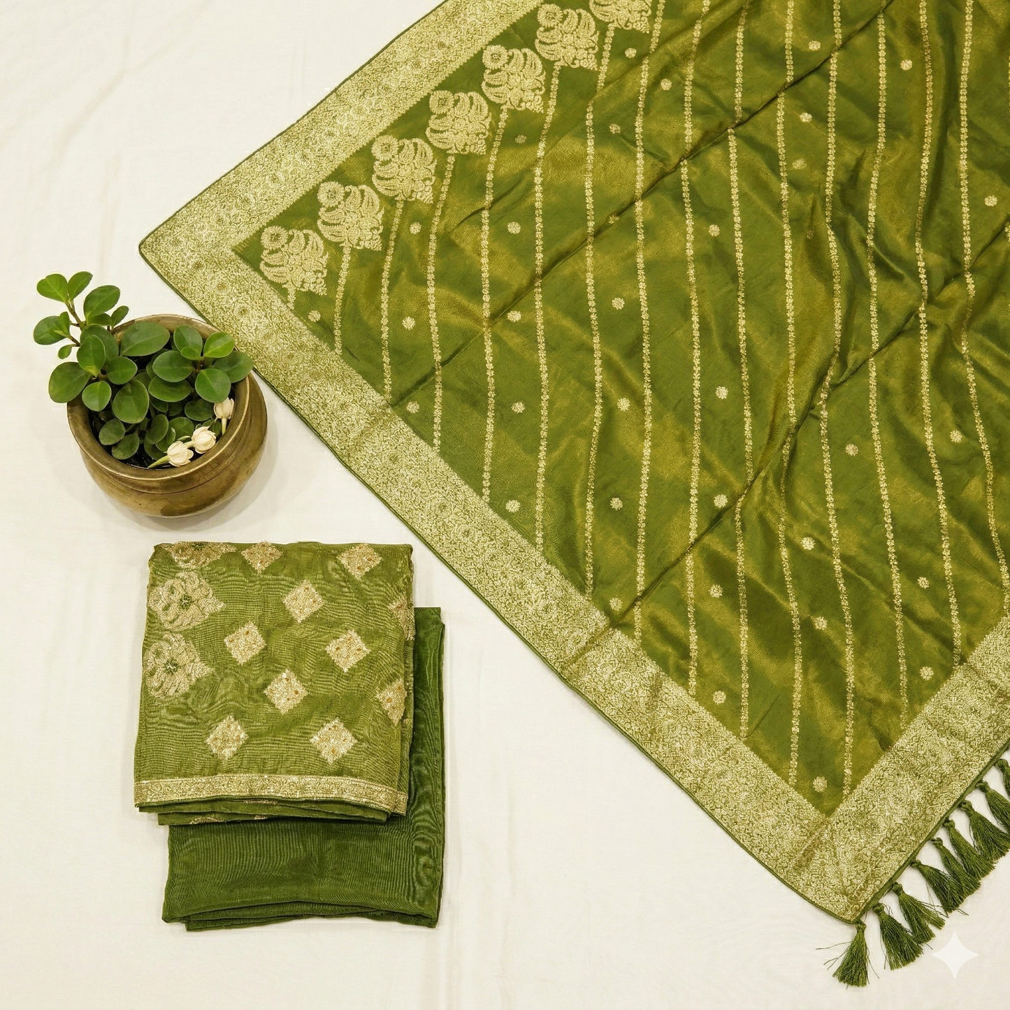 Green Organza 3-Piece Suit Fabric
