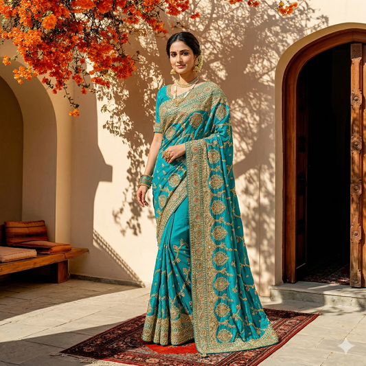 Luxury Saree with Hand Embroidery