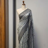 Chiffon Crepe Blue floral Saree
