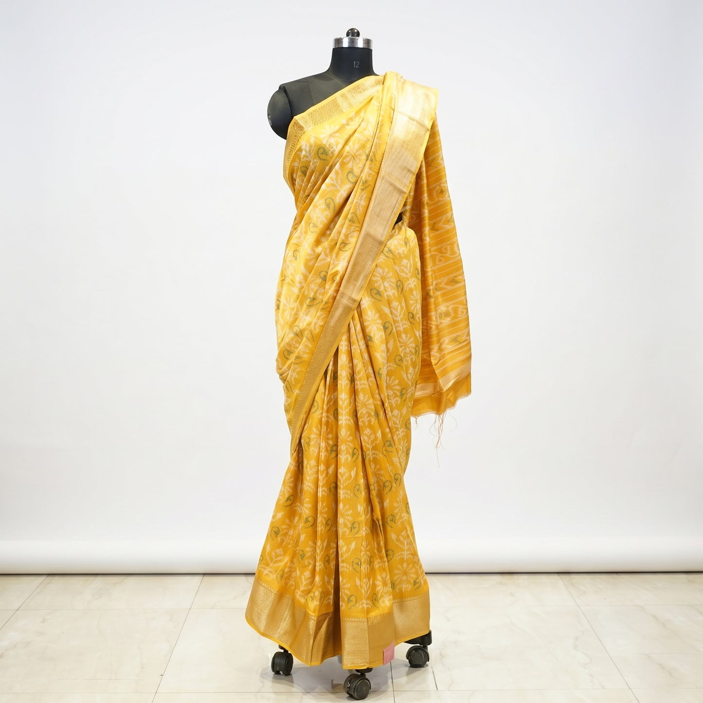 Yellow Semi Silk Bandhani Print Saree