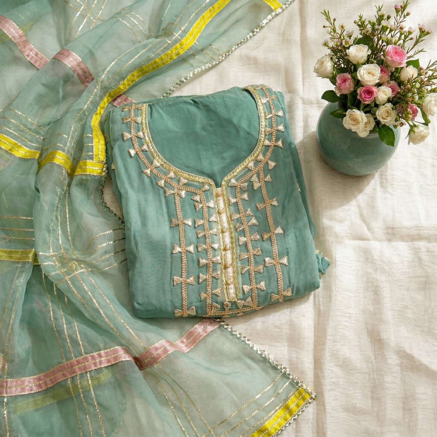 Mint Blue 3-Piece Suit Fabric