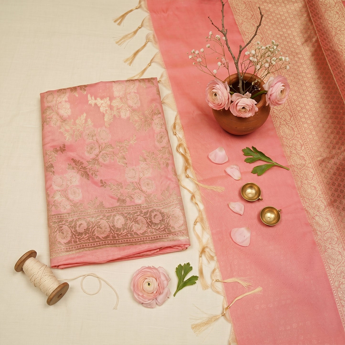 Light Pink Banarasi Silk Fabric