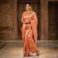 Peach Silver Zari Banarasi Saree