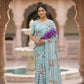 Blue crepe floral saree