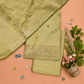Light Green & Gold Banarasi Silk Fabric