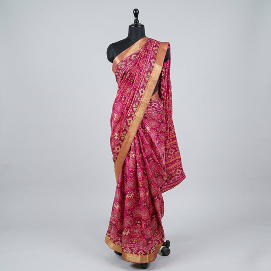 Chiffon crepe saree in Maroon Ghatchola design