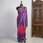 Blue Pink Bandhani Design Italian Crepe Saree