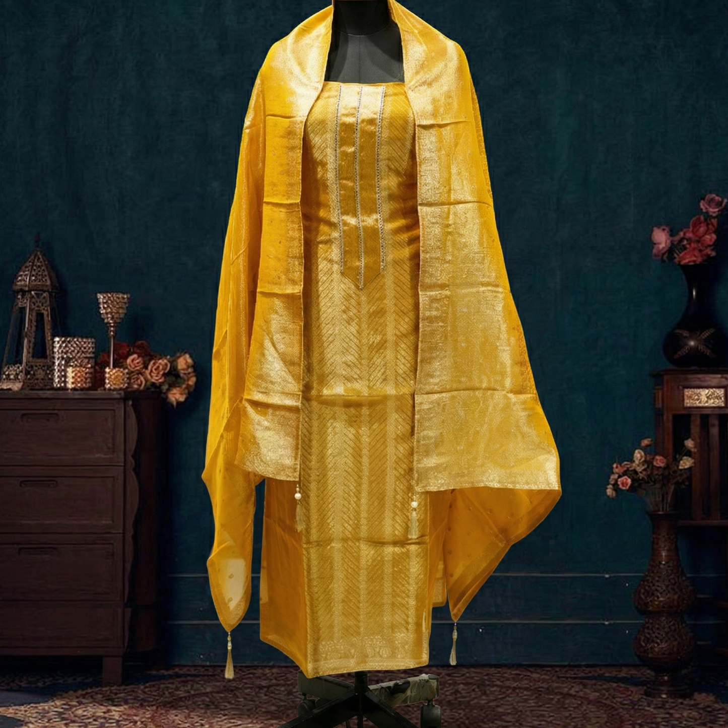 Banarasi Pure Tissue Silk 3-Piece Suit Fabric