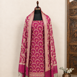 Purple Pink Cotton Banarasi Silk Fabric