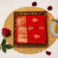 Red Floral Gold Zari Work Chiffon Crepe Saree