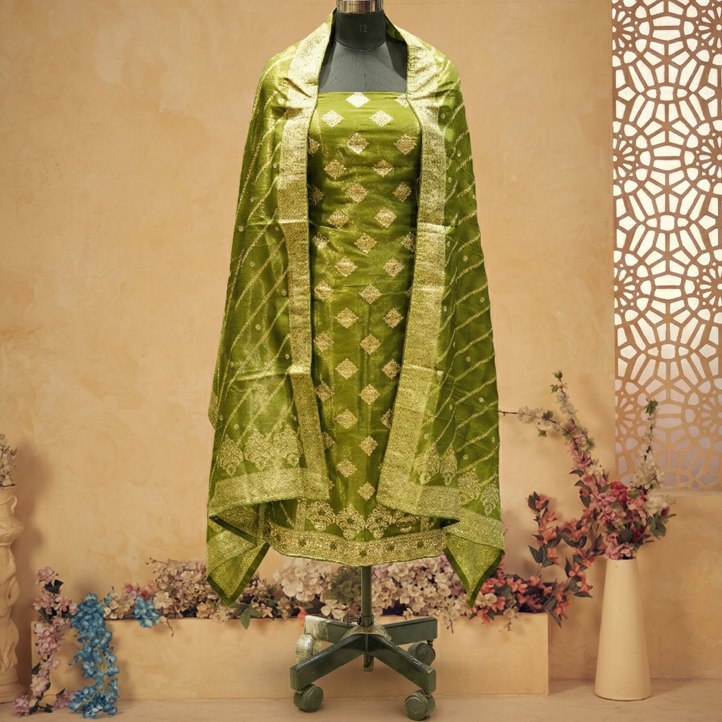Green Organza 3-Piece Suit Fabric