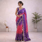 Blue Pink Bandhani Design Italian Crepe Saree
