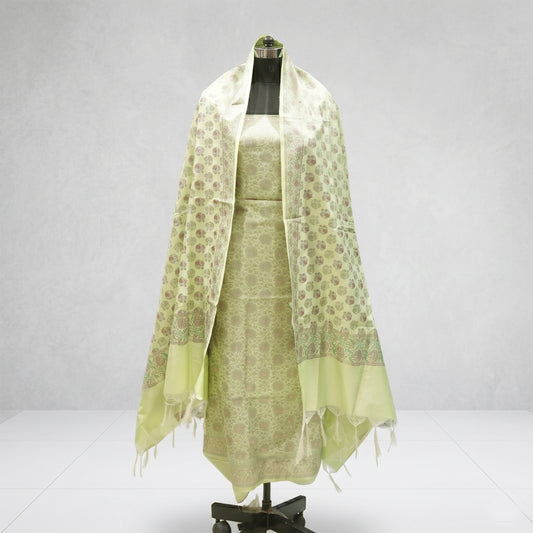 Mint Green Banarasi Silk Fabric