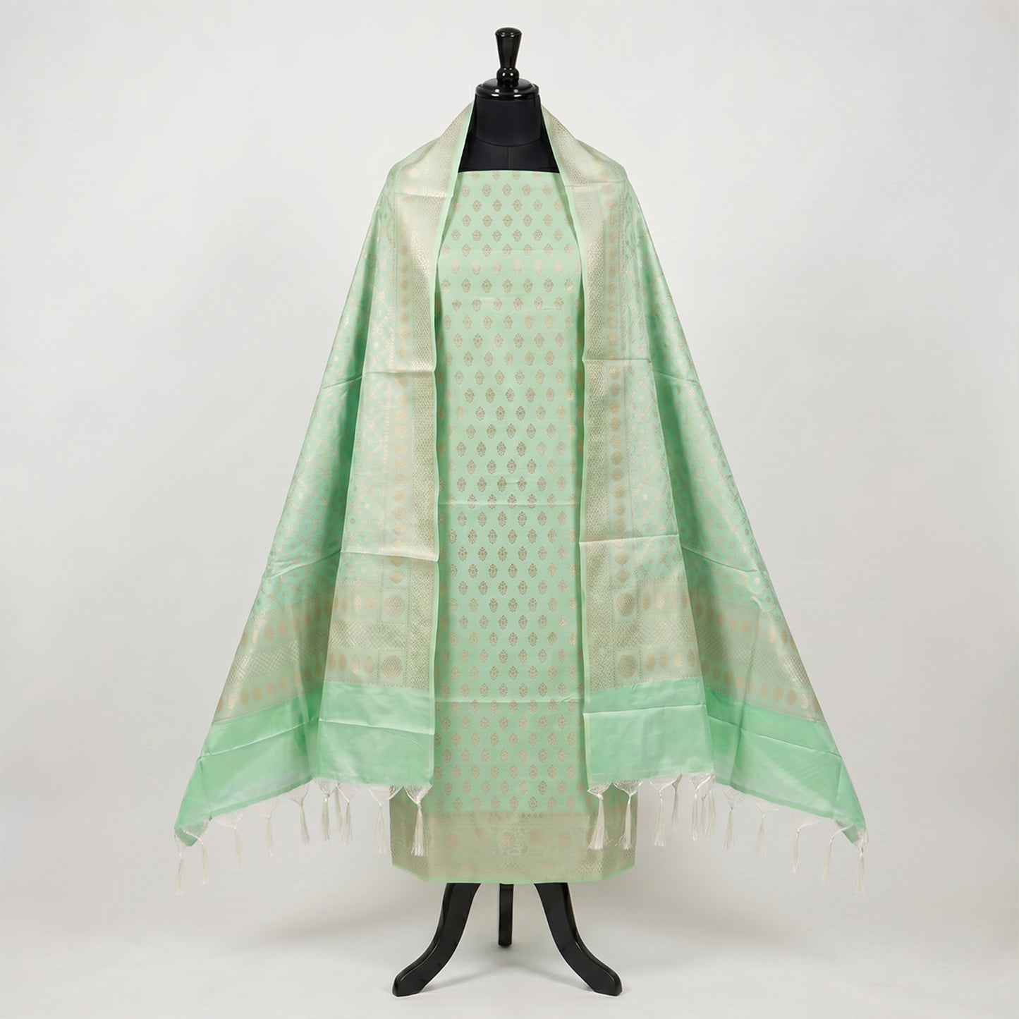 Mint Blue Banarasi Silk Fabric