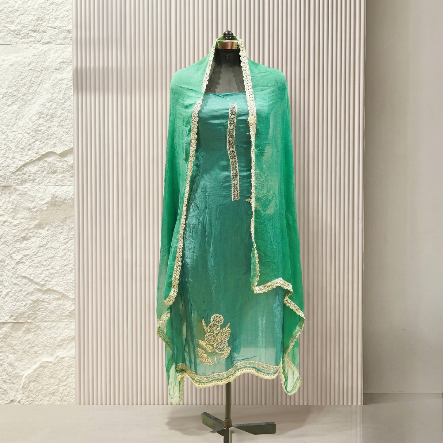 Teal Blue Soft Tissue 3-Piece Suit Fabric