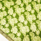 Green crepe saree with floral Print and swaroski border