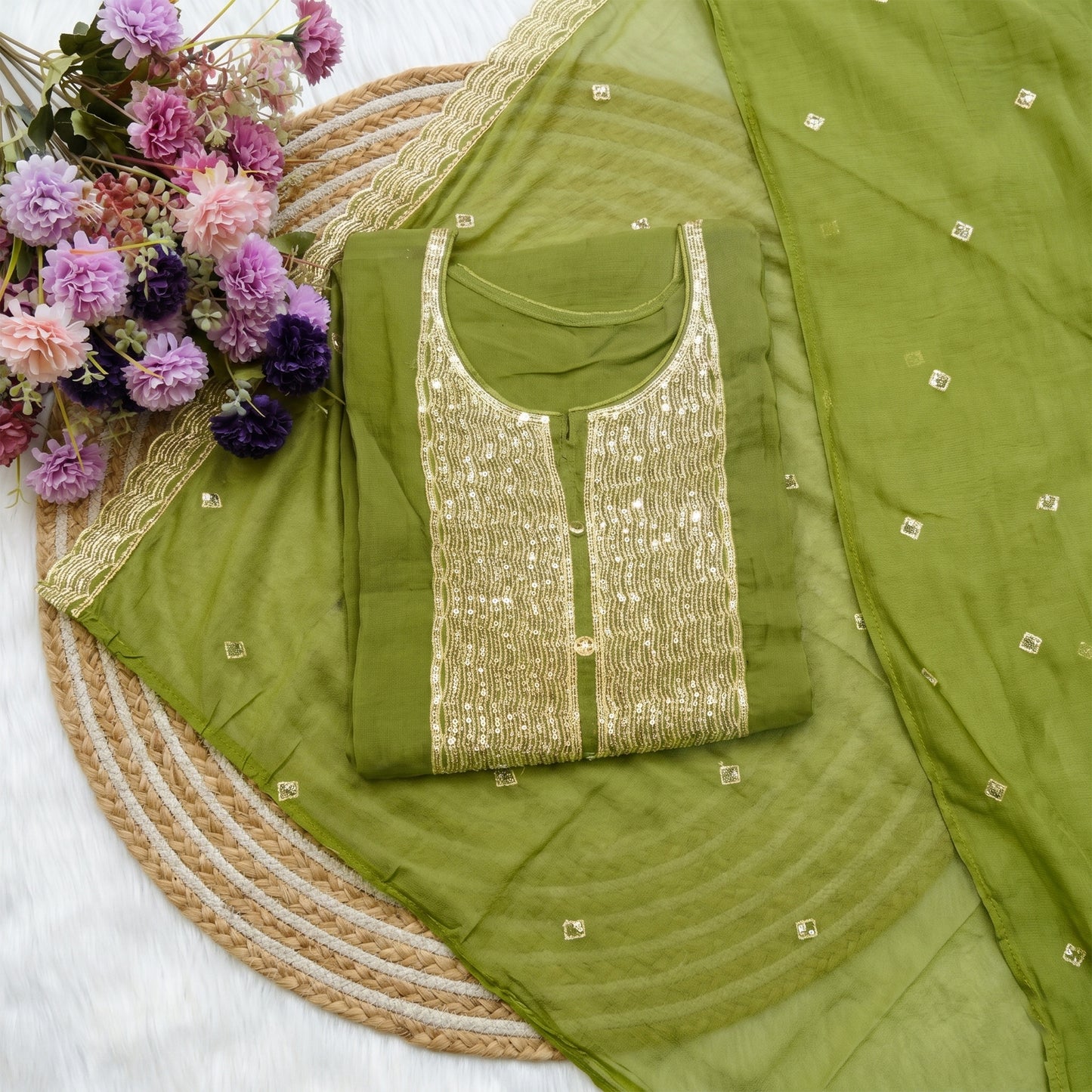 Olive Green 3-Piece Suit Fabric
