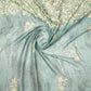 Blue Crepe Saree with Floral Design & Gold Zari Work