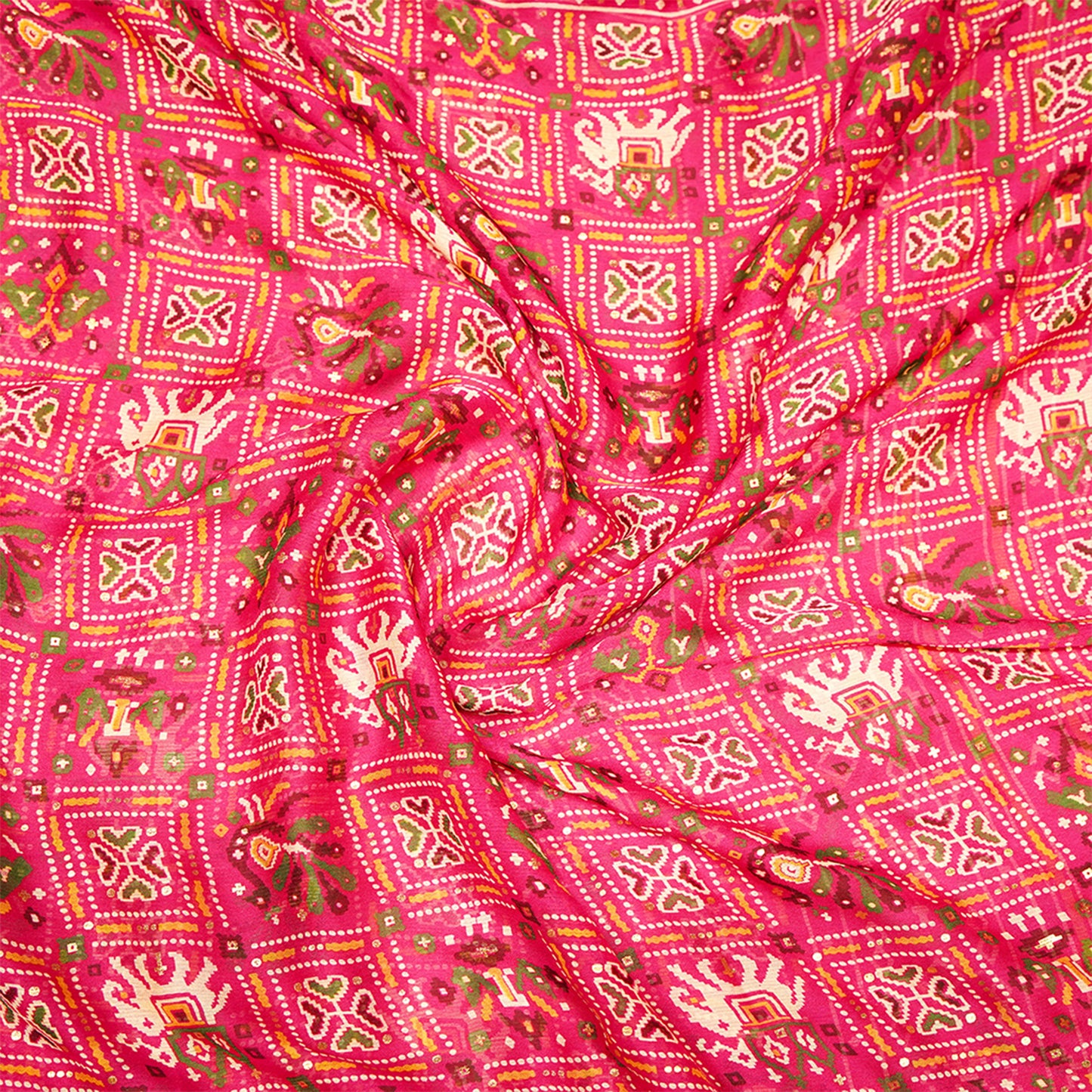 Chiffon crepe saree in Maroon Ghatchola design