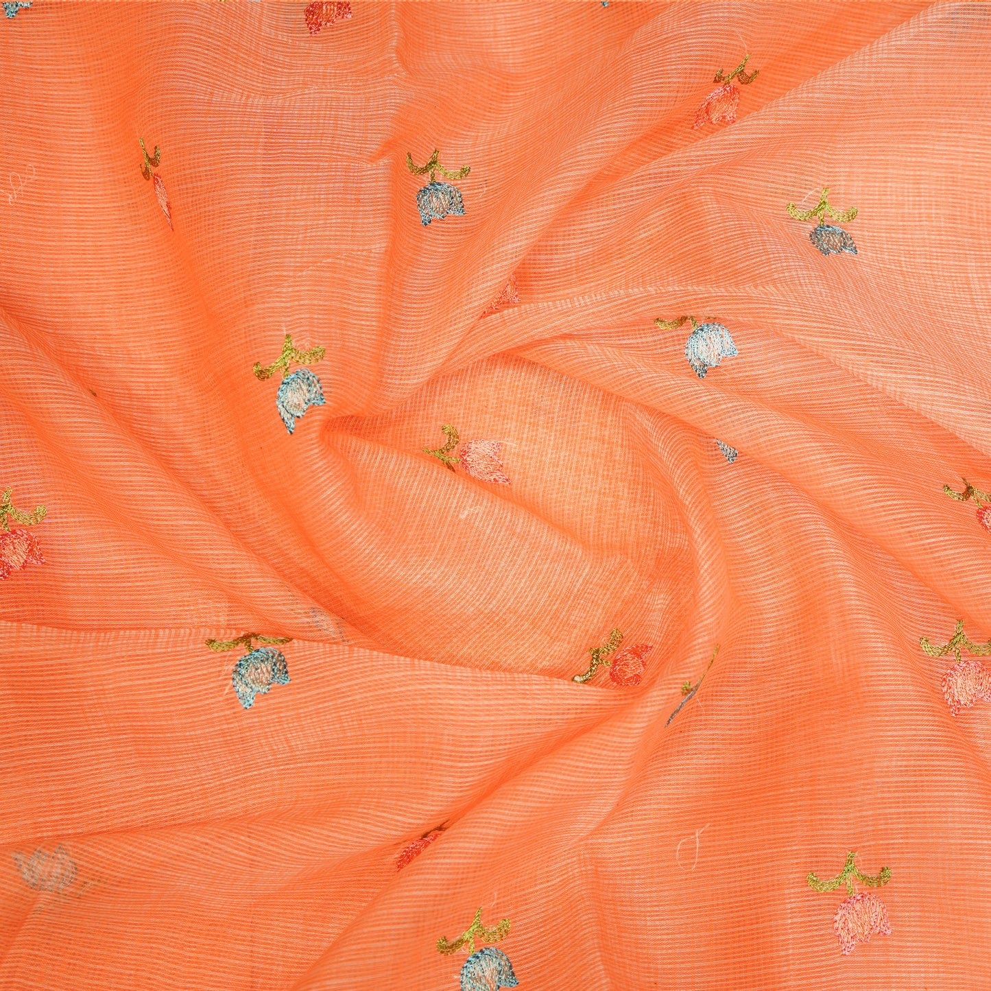 Orange Soft Cotton Linen Saree