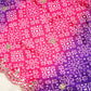 Blue Pink Bandhani Design Italian Crepe Saree