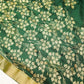 Green Floral Zari Work Chiffon Crepe Saree
