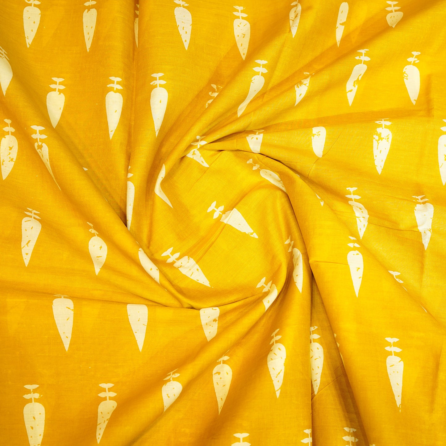 Mustard yellow cotton linen saree with Block print