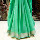 Blue soft cotton saree with zari border