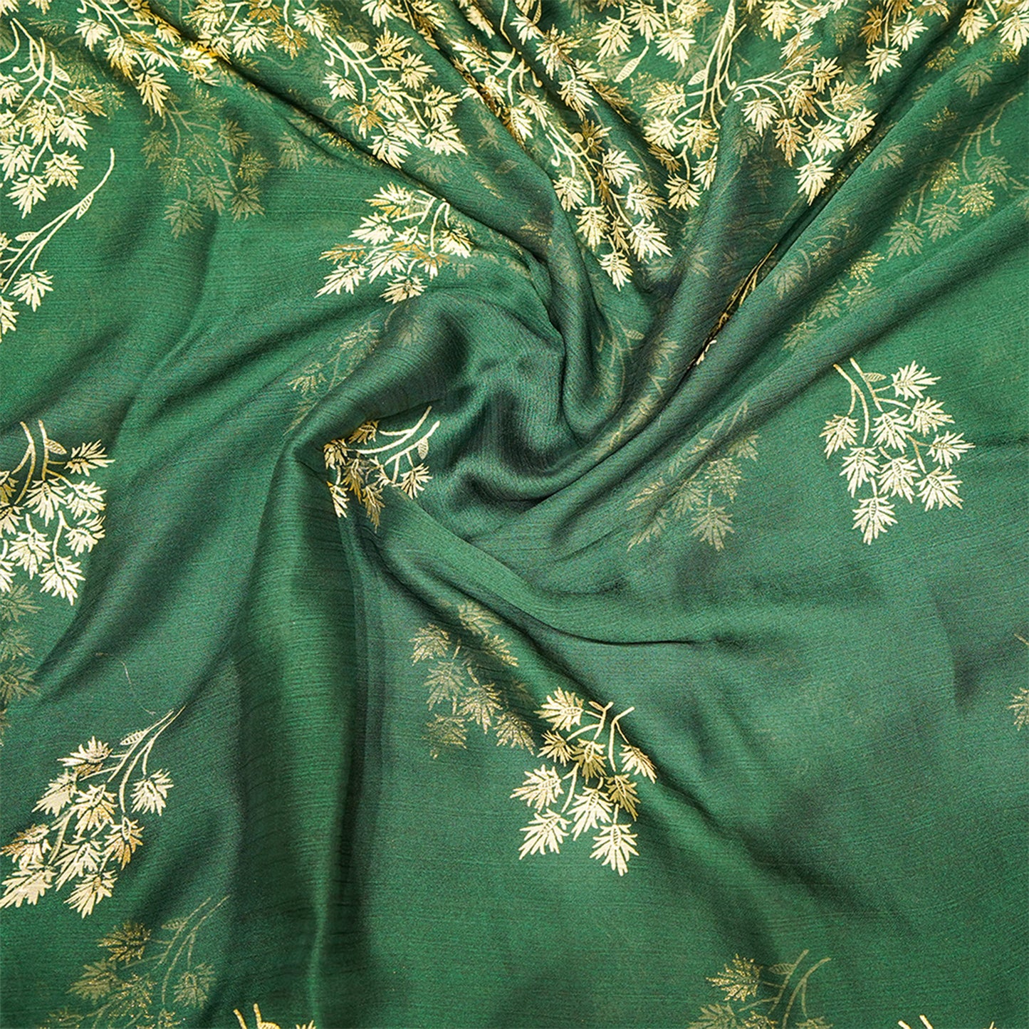 Green Floral Zari Work Chiffon Crepe Saree
