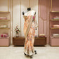 Brown multicolour floral work chiffon saree