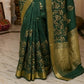 Green Floral Zari Work Chiffon Crepe Saree