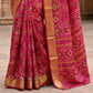 Chiffon crepe saree in Maroon Ghatchola design