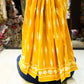 Mustard yellow cotton linen saree with Block print