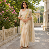 Chikoo cotton linen saree