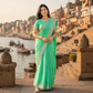 Blue soft cotton saree with zari border