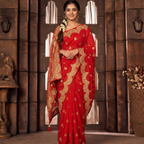 Elegant Red Crepe Saree
